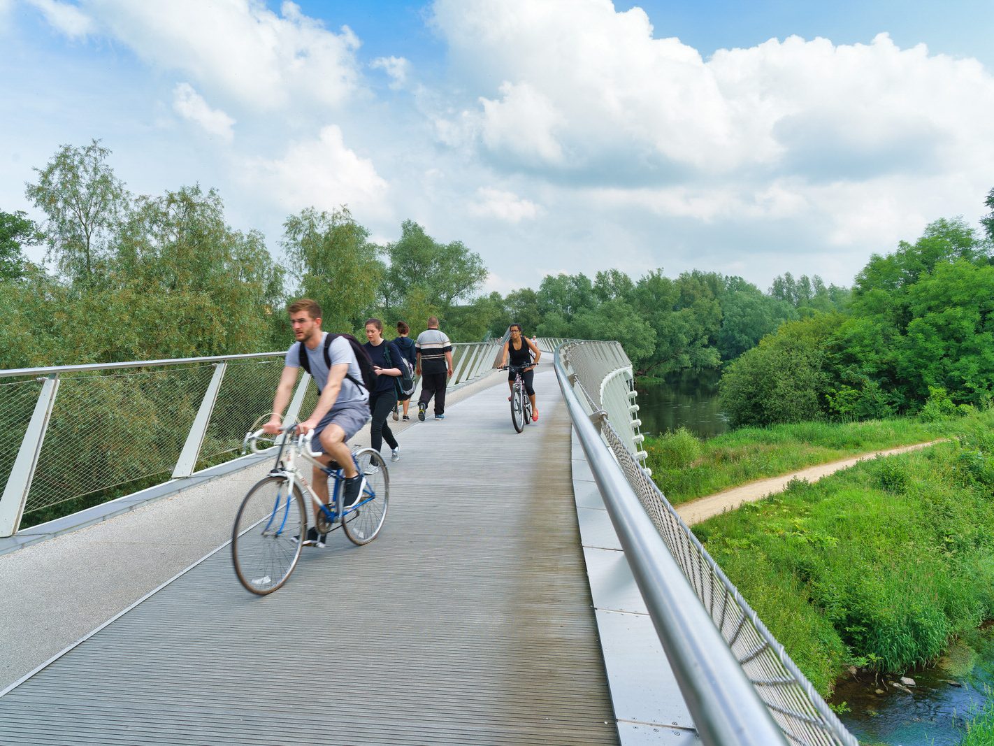 EXPLORING THE LIVING BRIDGE ACROSS THE RIVER SHANNON [CYCLISTS ARE SUPPOSED TO DISMOUNT]-227679-1