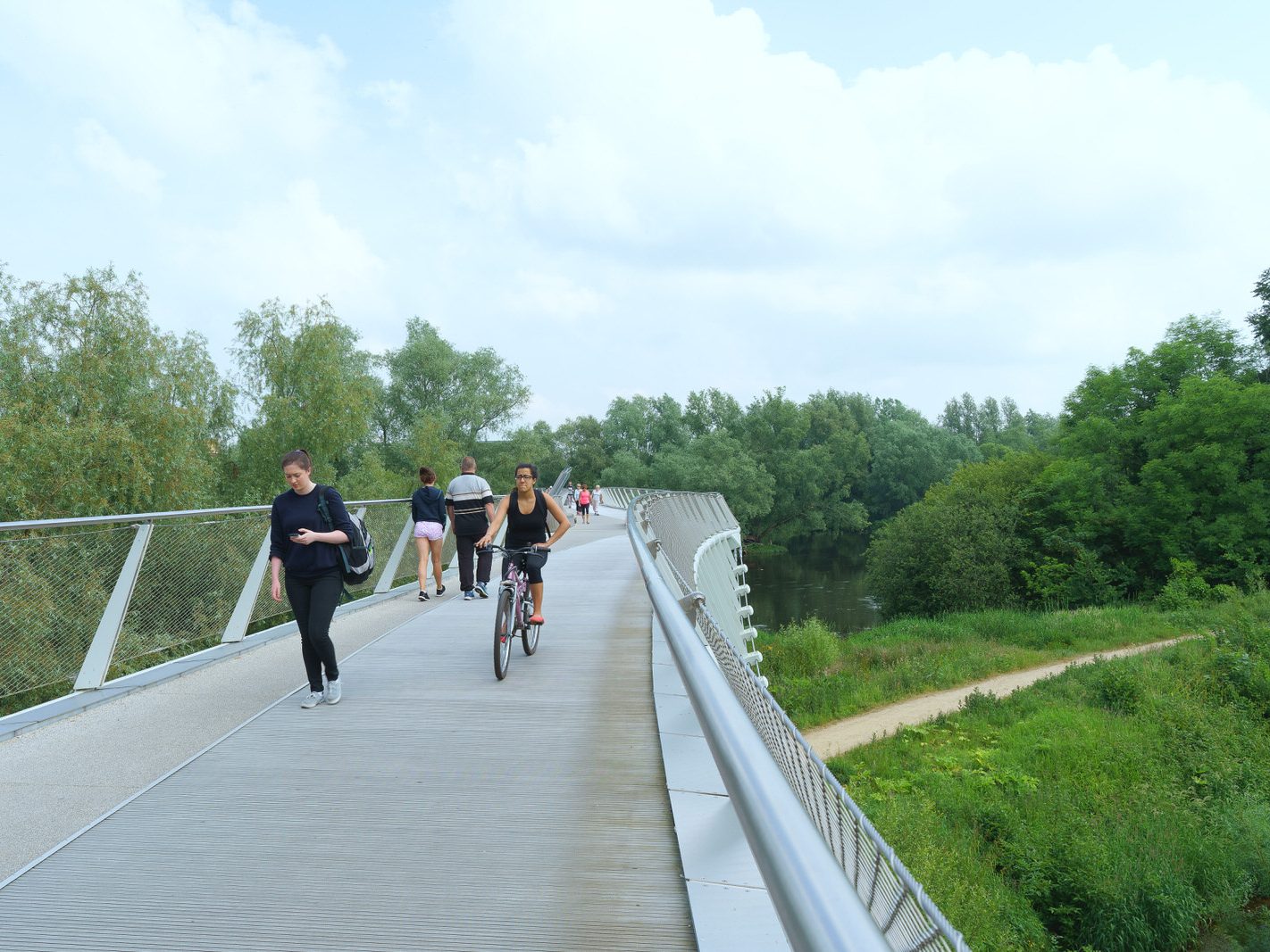 EXPLORING THE LIVING BRIDGE ACROSS THE RIVER SHANNON [CYCLISTS ARE SUPPOSED TO DISMOUNT]-227680-1