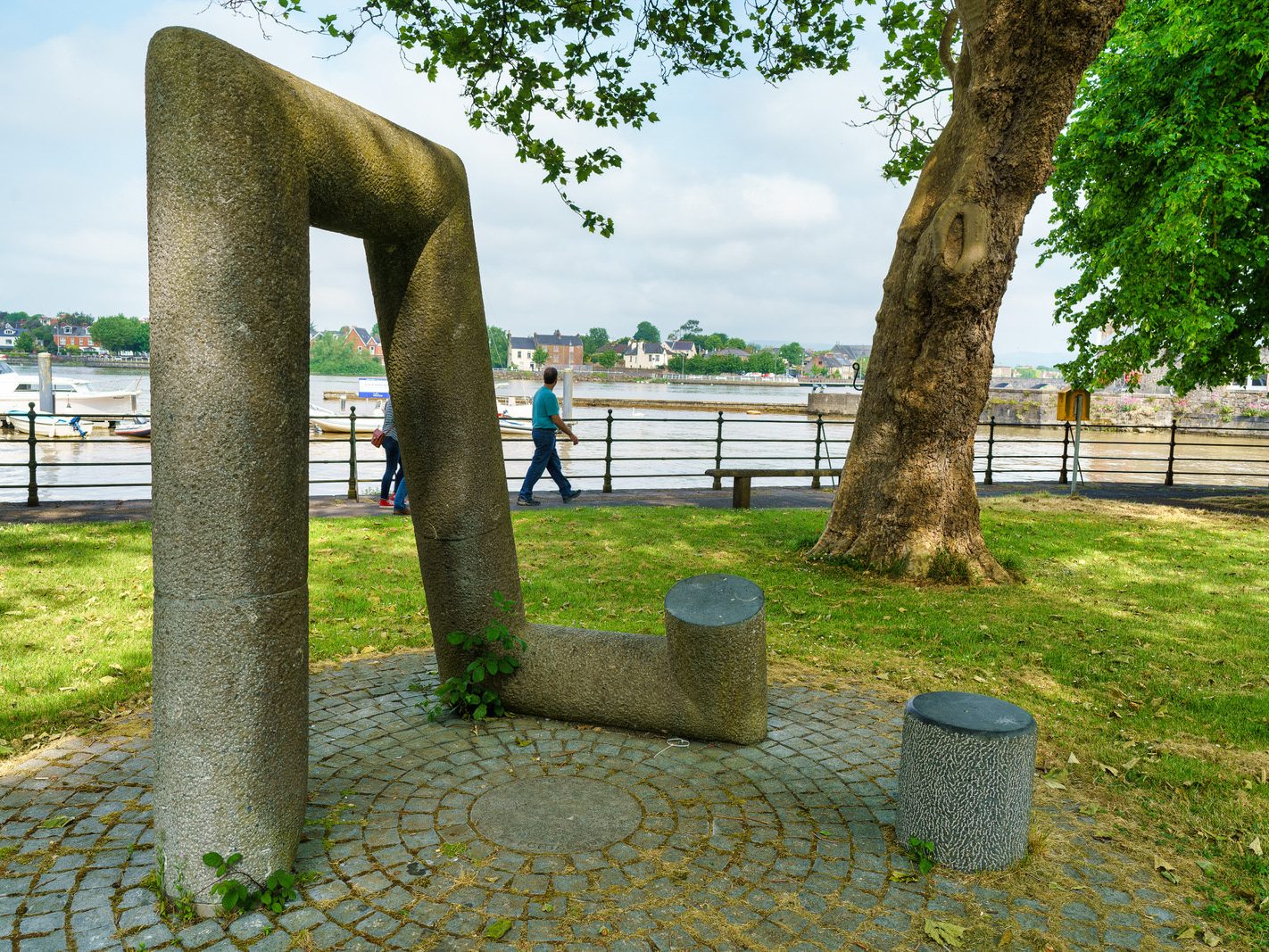 THIS SCULPTURE LOCATED AT CUSTOM HOUSE QUAY IN LIMERICK IS NAMED THE POISED PORTAL [BY EILEEN MCDONAGH]-227611-1