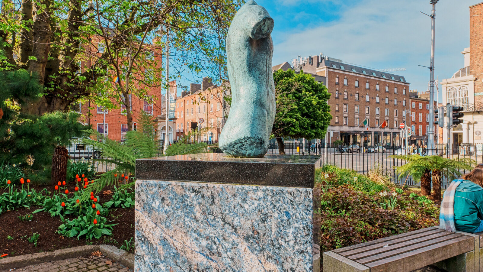 IN MERRION SQUARE THERE IS A WONDERFUL MEMORIAL TO OSCAR WILDE [IT IS BY DANNY OSBORNE AND THERE ARE THREE DISTINCT ELEMENTS]-229769-1