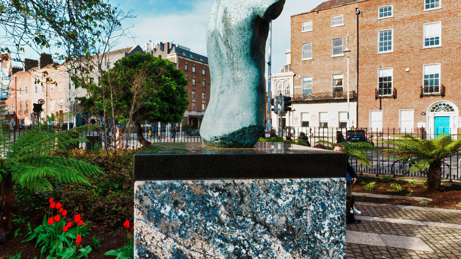 IN MERRION SQUARE THERE IS A WONDERFUL MEMORIAL TO OSCAR WILDE [IT IS BY DANNY OSBORNE AND THERE ARE THREE DISTINCT ELEMENTS]-229770-1