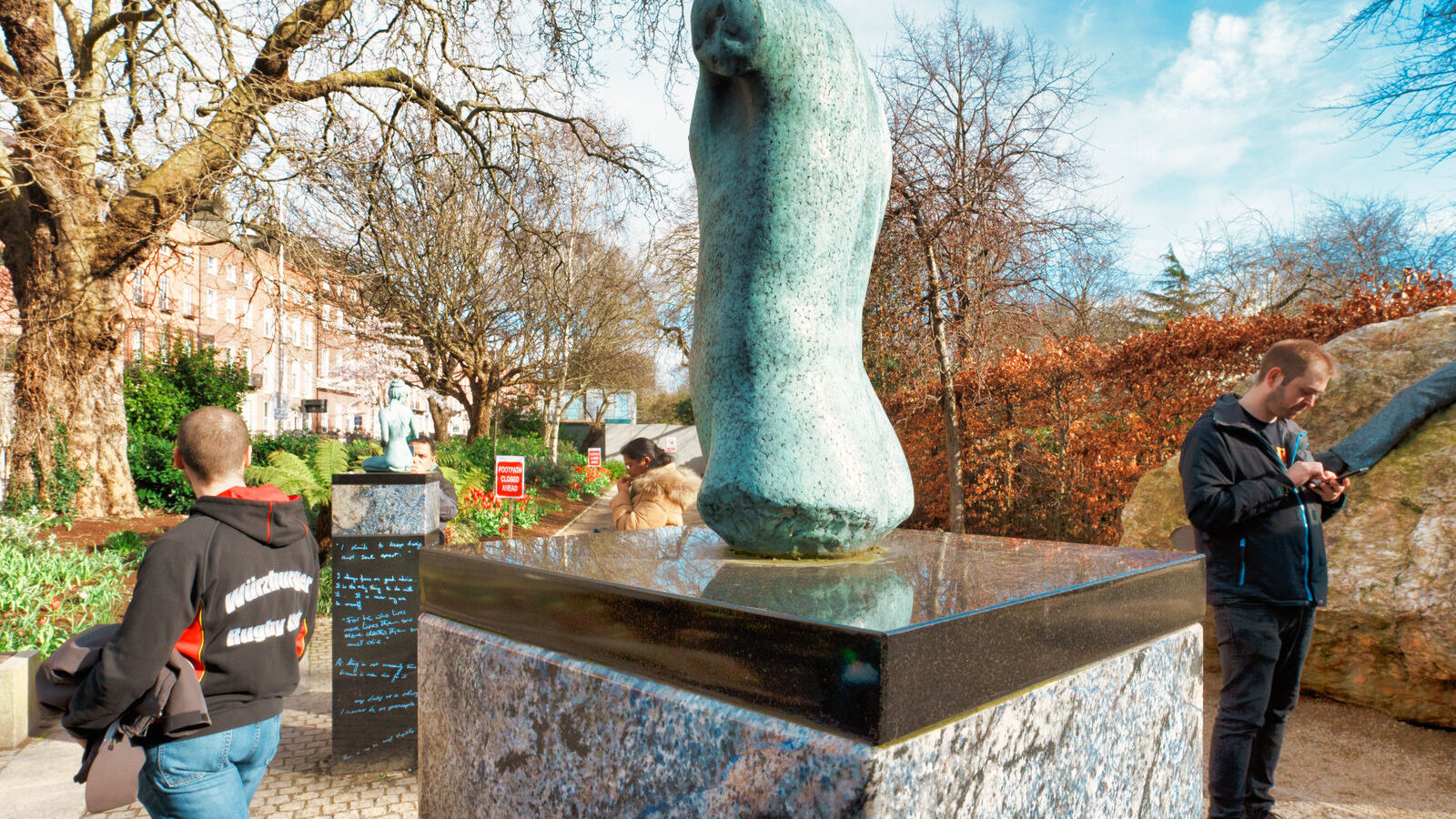 IN MERRION SQUARE THERE IS A WONDERFUL MEMORIAL TO OSCAR WILDE [IT IS BY DANNY OSBORNE AND THERE ARE THREE DISTINCT ELEMENTS]-229780-1