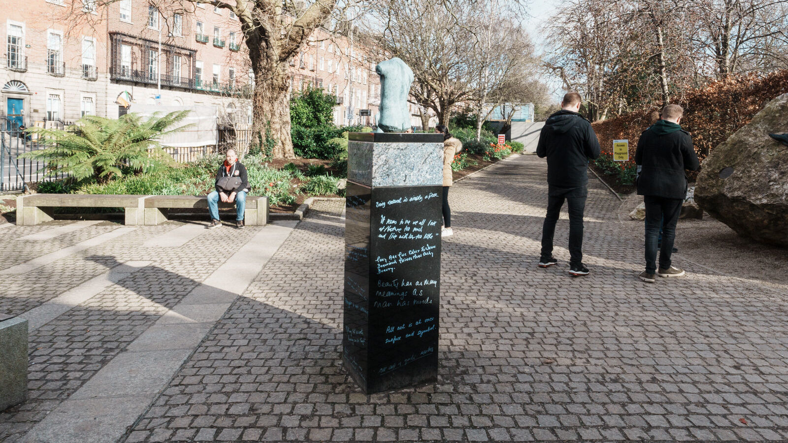 IN MERRION SQUARE THERE IS A WONDERFUL MEMORIAL TO OSCAR WILDE [IT IS BY DANNY OSBORNE AND THERE ARE THREE DISTINCT ELEMENTS]-229781-1