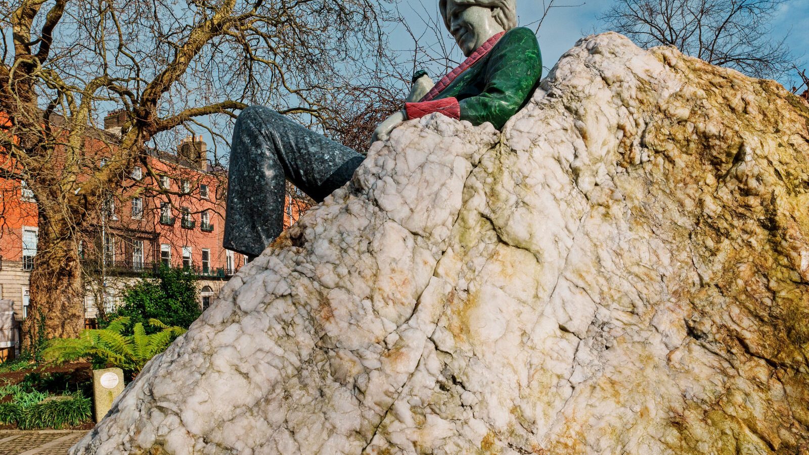 IN MERRION SQUARE THERE IS A WONDERFUL MEMORIAL TO OSCAR WILDE [IT IS BY DANNY OSBORNE AND THERE ARE THREE DISTINCT ELEMENTS]-229763-1