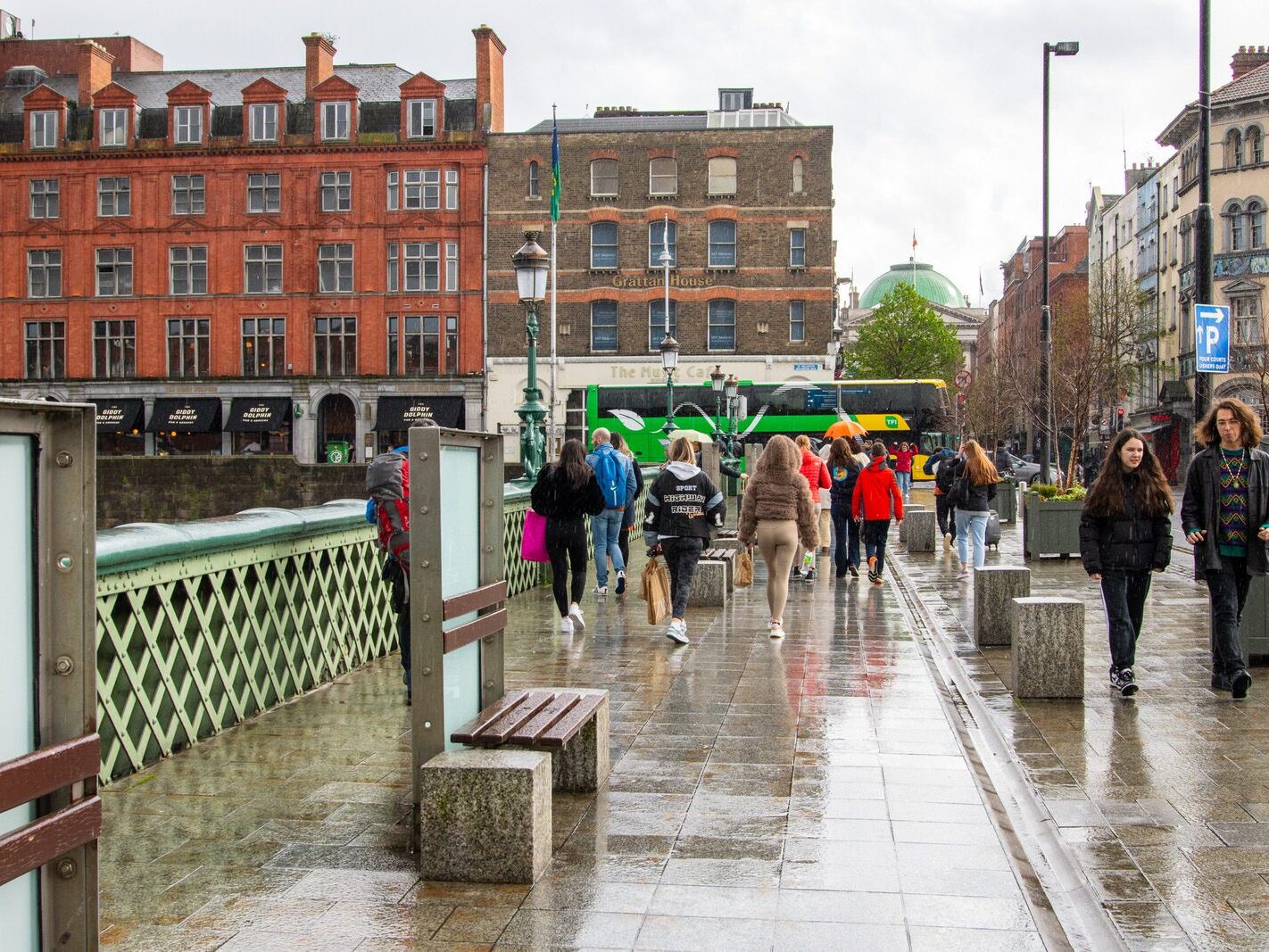 GRATTAN BRIDGE AND NEARBY [ON A REALLY WET DAY IN APRIL 2024]-231248-1