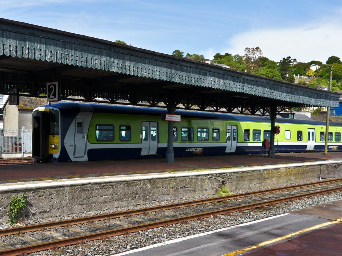 CORK TO COBH SERVICE AT KENT TRAIN STATION [2 YEARS BEFORE THE STATION WAS BADLY DAMAGED BY A FREAK STORM] 009
