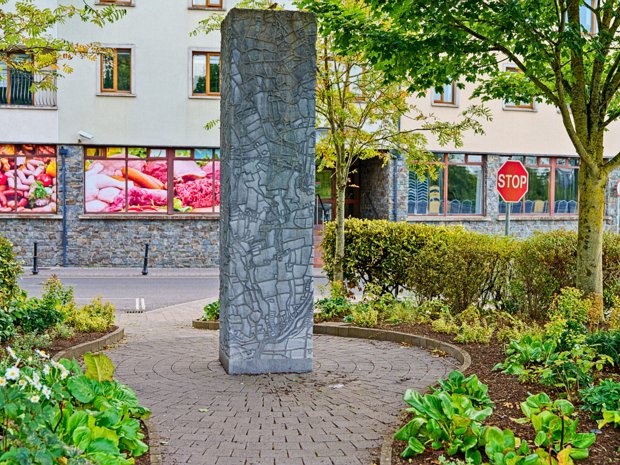 BY MICHELLE BYRNE The plaque describes this stone sculpture map of Carlow town and the River Barrow as a sculpture created by artist...