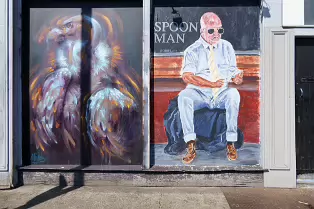 THE SPOON MAN MURAL [COULD BE A TRIBUTE TO DECLAN WALSH AND THE ARTIST MAY WELL BE ORIEL]-239012-1