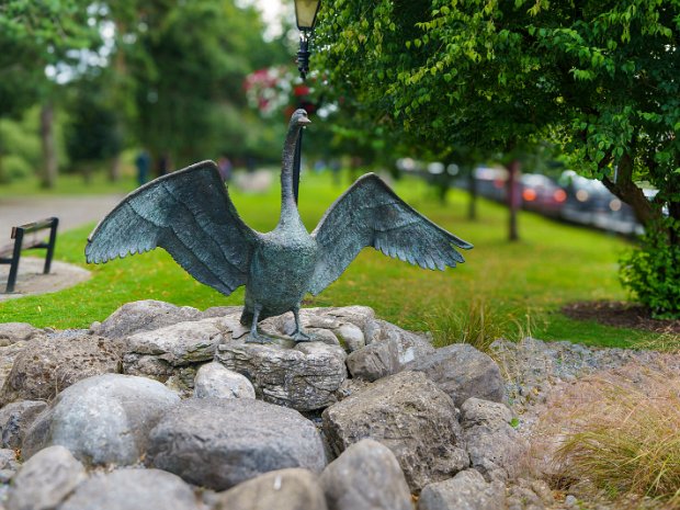 SCUPTURE OF A SWAN There is a sculpture of a Swan – Cosantóir (protector) at the entrance to the Liffey Linear Park in Newbridge.