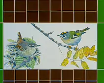 A SET OF THREE TILES FEATURING THE WREN AND THE GOLDCREST [BY KILLIAN MULLARNEY]-239286-1