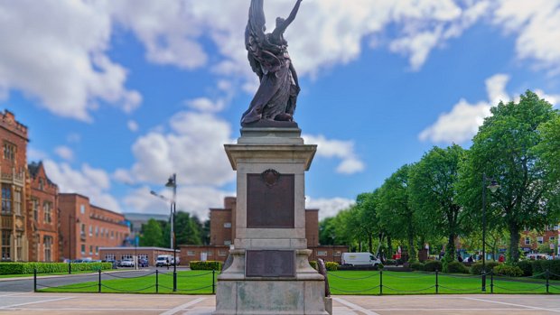 WAR MEMORIAL The War Memorial at Queen's University Belfast stands as a poignant tribute to the members of the university community...