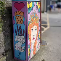 Acidstarzart Paint-A-Box 004 Belfast-Based Artist: AcidStarzArt is a street artist primarily operating out of Belfast, Northern Ireland.