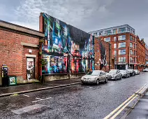 EXAMPLES OF STREET ART BY DANK AND SABEK [ON THE RED BRICK WALL ON TALBOT STREET IN BELFAST]-235442-1 MURAL ON TALBOT STREET