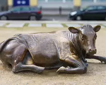 THE BRONZE COW WAS ENJOYING LIFE BACK IN 2016 [BUT IT IS NOW LONELY AS IT WAS RELOCATED TO WOOD QUAY]-233989-1