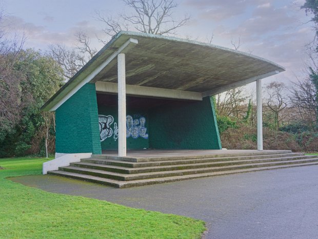 BUSHY PARK BANDSTAND The covered bandstand in Bushy Park, Dublin, is a notable feature near the duck pond. It's designed like a natural...