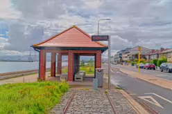 BUS SHELTER 1725 AT DOYLE'S LANE [A HAVEN IN THE RAIN FOR MYSELF AND TWO PASSING DOGS]-237272-1