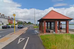 BUS SHELTER 1725 AT DOYLE'S LANE [A HAVEN IN THE RAIN FOR MYSELF AND TWO PASSING DOGS]-237275-1