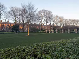 DARTMOUTH SQUARE [A VICTORIAN SQUARE NEAR RANELAGH IN DUBLIN]-169007-1 Green Haven: Mature broadleaf trees frame the park's central lawn, providing shade and a sense of enclosure.