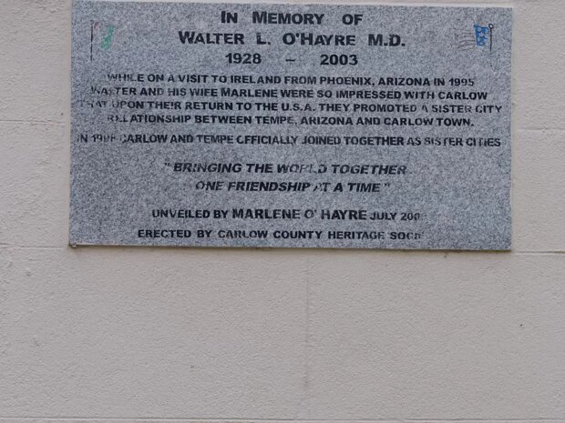 IN MEMORY OF WALTER Tempe and Carlow established their partnership in Ireland on the same day as Carlow’s Bicentenary Commemoration as the...