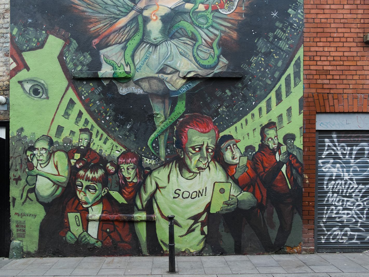PHONE ZOMBIES IS A STREET ART MURAL WITH A MESSAGE [LOCATED ON CAMDEN ROW]-226217-1