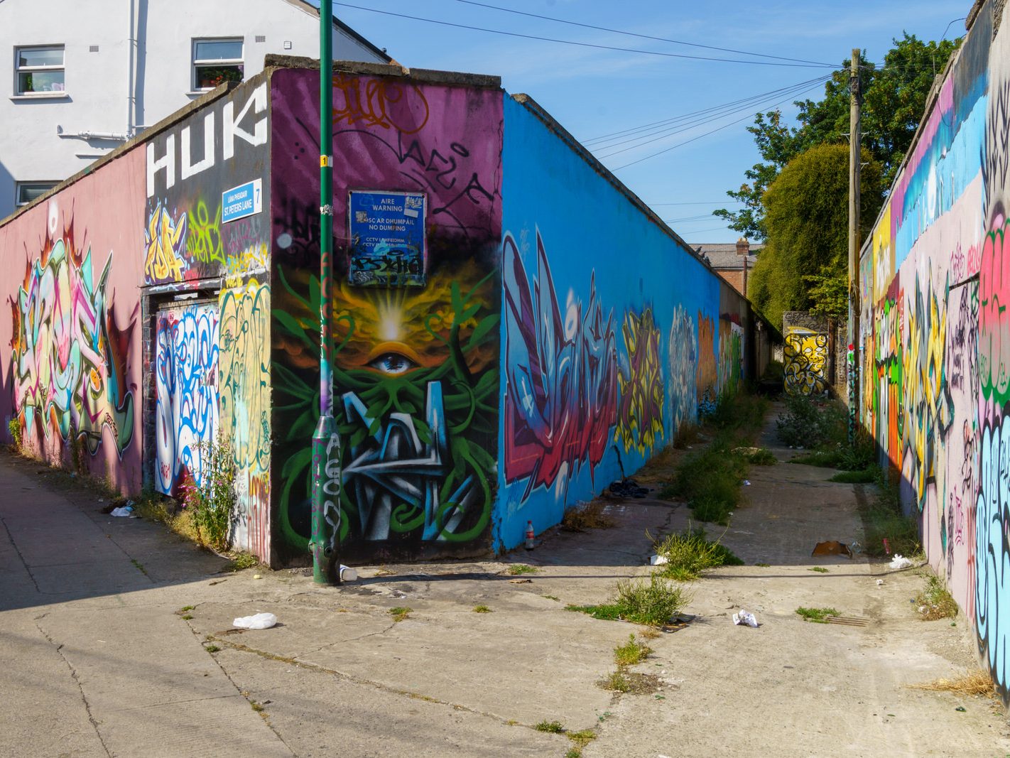 ST PETERS LANE IN PHIBSBOROUGH [BACK IN JULY 2022 IT HOSTED SOME MURALS BUT THE QUALITY WAS IN DECLINE]-244062-1