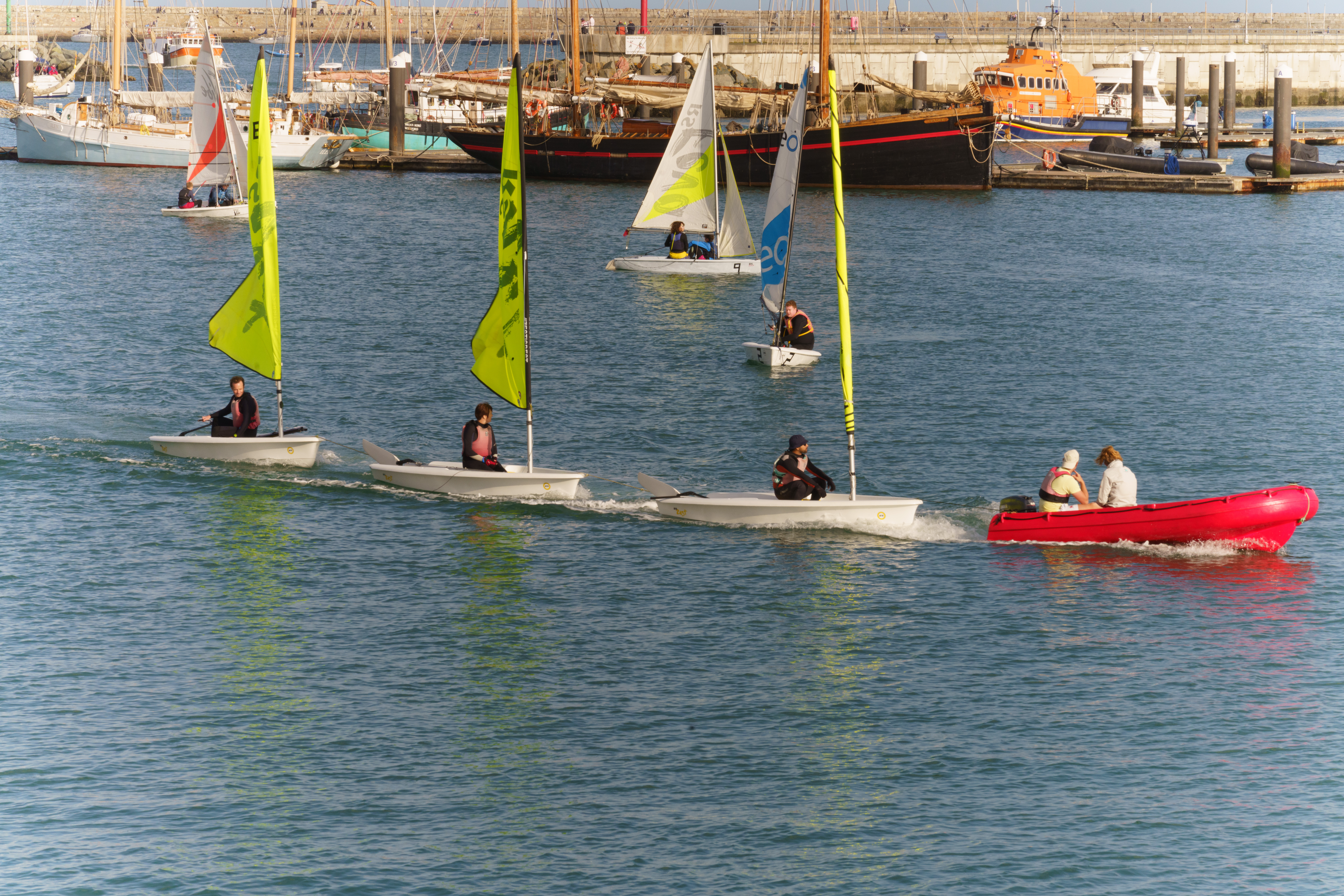 FOLLOW THE LEADER IN DUN LAOGHAIRE HARBOUR [LEARNING TO SAIL]
 001