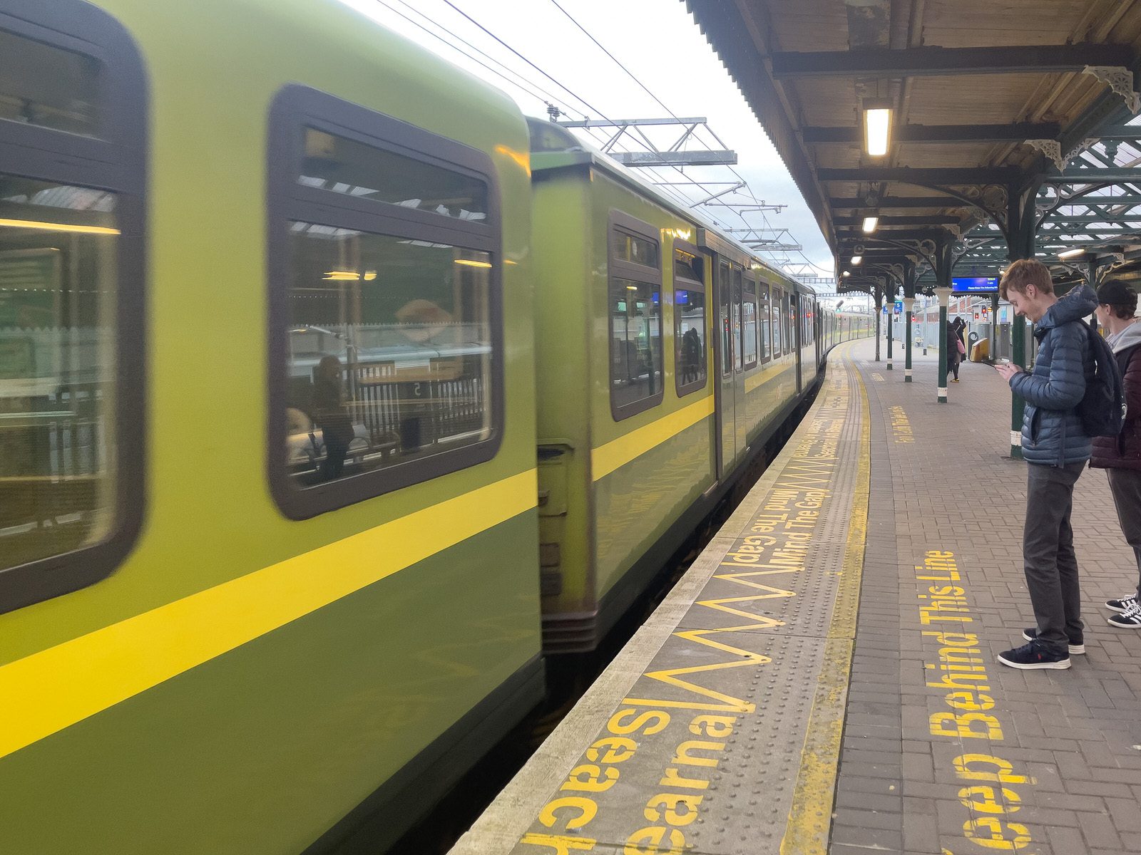 AS THE BUS AND TRAM SERVICES WERE SUSPENDED IN THE CITY CENTRE [I WENT TO CONNOLLY STATION AND TRAVELLED BY DART]-225404-1