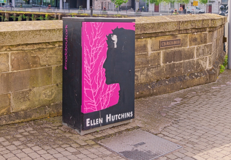 A MAD ABOUT CORK STREET ART TRIBUTE TO ELLEN HUTCHINS [AT THE CLONTARF BRIDGE IN CORK CITY] 