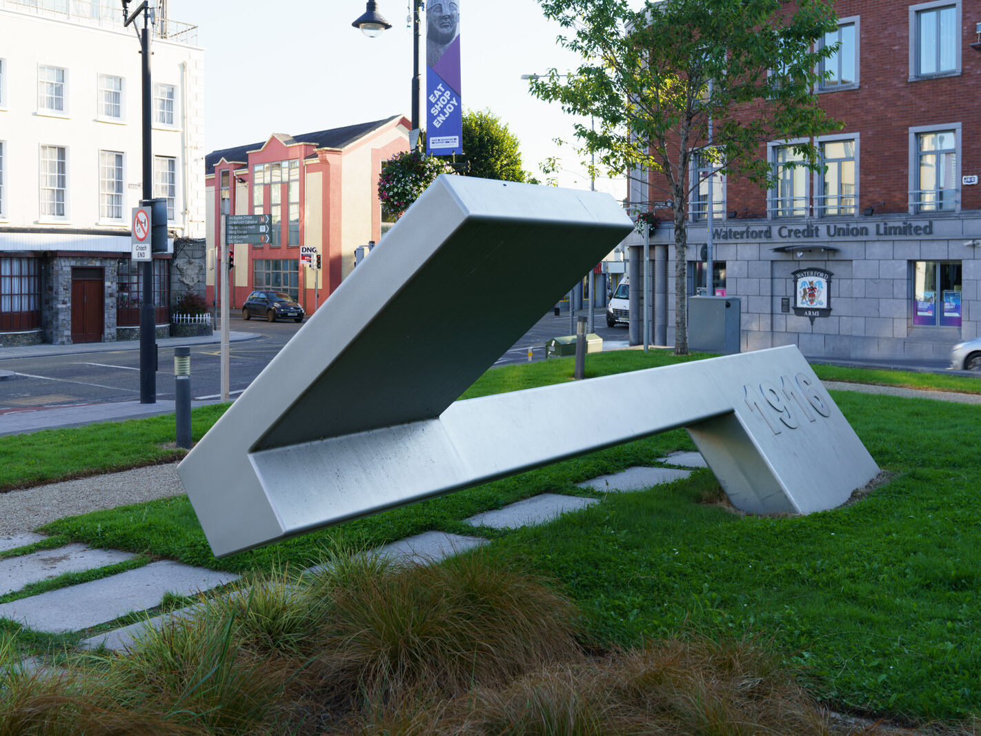 The 1916 memorial in Waterford is not located on Parnell Street, but rather on The Mall, in front of the Bishop's Palace.
