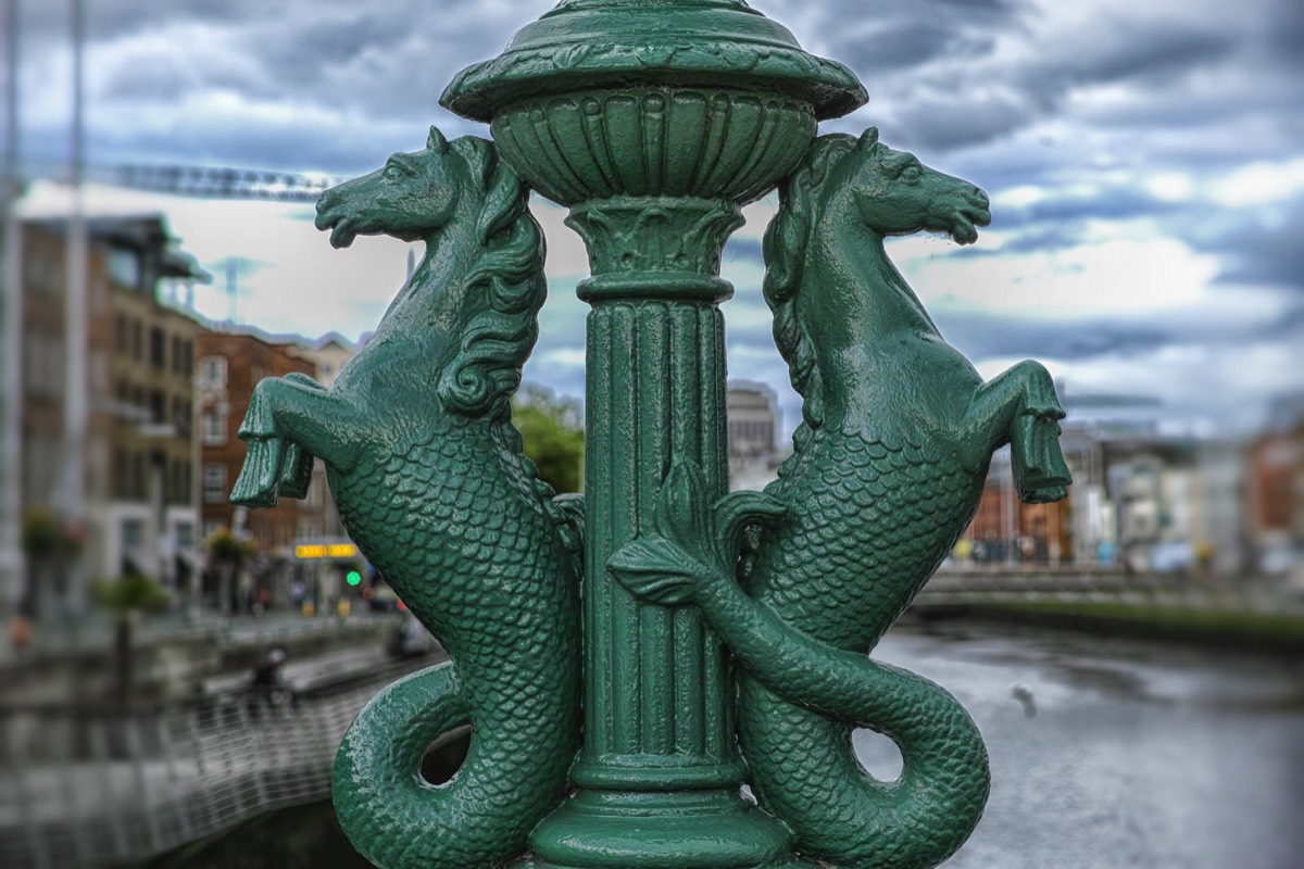 ORNATE LAMP POSTS  - GRATTAN BRIDGE IN DUBLIN 003